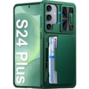 Vizvera for Samsung Galaxy S24+Plus Case Wallet,RFID Cards Holder & Camera Cover & Kickstand for Women Men, Full Body Rugged Shockproof Silicone Case for S24+Plus 6.7" 2024(Alpine Green)