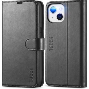 TUCCH Case Wallet for iPhone 13 (6.1") 2021, RFID Blocking 3 Card Holder Kickstand PU Leather Flip Folio, [Shockproof TPU Inner Shell] Phone Cover, Black
