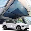 Tesla Model Y Juniper Glass Roof Sunshade, 2-Piece Mesh Panoramic Sunroof Shade for Front and Rear Roof, UV Protection, Heat Insulation, Foldable with Storage Bag