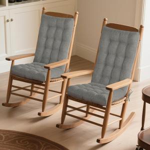 Rocking Chair Cushion Indoor 2 Pack Extra Large Rocking Chair Pads High Back Non Slip Textured Set of Seat Back Cushion with Ties for Wooden Rocker 20x20 Inch Light Grey