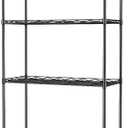 Homdox 6-Tier Storage Shelf Wire Shelving Unit Free Standing Rack Organization with Caster Wheels, Stainless Side Hooks, Black (21.26*11.42*72.05 inch)