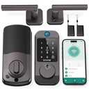 WiFi Door Lock with Handle Set - SMONET Fingerprint Smart Locks for Front Door, Keypad Bluetooth Digital Deadbolt Set, App Remote Control, Auto Lock, Easy to Install