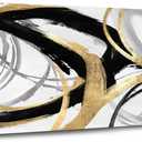 Abstract Canvas Prints Black And White Wall Art Pictures for Wall Decoration Gold Posters Graffiti Artwork Decor for Bedroom Dinning Room Home Office Kitchen 24x48 In