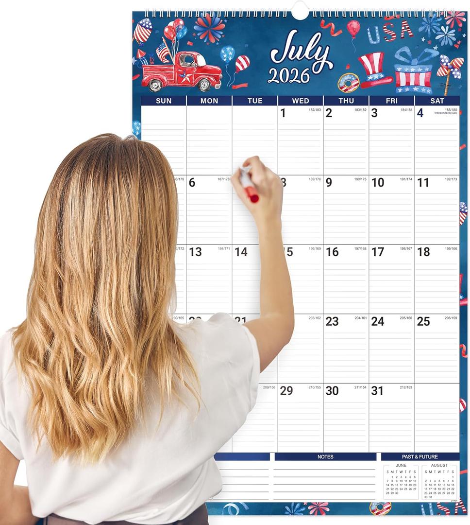 Wall Calendar 2026-2027 - 2026-2027 Large Wall Calendar, Jul. 2026 - Dec. 2027, 15.4'' x 23'', Big Calendars 2026-2027, 18-Month Paper Hanging Planner Wall with Julian Date for Office Home Planning & Organizing - 12 Different Themes