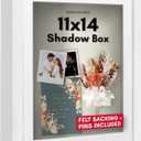 Americanflat 11x14 Shadow Box Frame with Shatter-Resistant Glass - Use as 9x12 Frame with Mat or 11x14 Without Mat - Silhouette Collection - White with Soft Felt Back