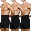 Arjen Kroos Men's Tummy Control Cotton Boxer Briefs 3 Pack Slimming Boxers Shapewear Underwear with Open Fly Pouch (XX-Large)