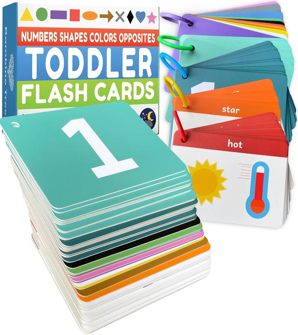 Toddler Flash Cards - Learn Colors, Numbers, Shapes, Opposites on Thick Jumbo Flashcards for Early Learners - Teacher Designed for Preschool, Kindergarten & Toddlers