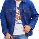 Bindefon Denim Jackets for Men Trucker Jean Jacket Unlined Coats Spring Fall Outfits (Small, Colored Blue)