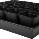 3.5 inch (9CM) Square Nursery Pots 60pcs, Sturdy Seedlings Trays 5 Pcs, Seeds Starter Germination Tray, Microgreenings Planter Nursery Propagation 5 Sets