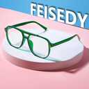 FEISEDY Blue Light Reading Glasses for Woman Men, Fashion Square Pilot Computer Glasses, Anti Eyestrain Glare Readers B0318