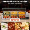 VEVOR Commercial Food Warmer, 1500W Electric Stainless Steel Steam Food Warmer with Glass Cover, Countertop Buffet Bain Marie with Three 1/2 Size Food Pans, for Catering, Restaurant, Party & Buffets