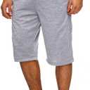 Hidyliu Mens Elastic Waist Drawstring Workout Gym Joggers 3/4 Shorts Summer Casual Sweat Short Pants with Pockets, Extra Large, Gray 