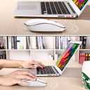 JOYACCESS Wireless Mouse for Laptop - Ultra Thin, Silent, 2400 DPI Portable Optical Mouse for Laptop,Computer,MacBook,Windows, Chromebook, PC (White + Pink) (Pink and Silver)