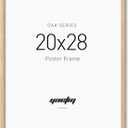 Yaetm Minimalist 20x28 Oak Wood Frame for Poster, Natural Solid Wood 20x28 Picture Frame for Wall, Lightweight, Wall Decor for Office, Gallery & Home (Single, Oak) (20x28 - 1 pack)