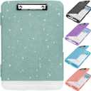 Glitter Clipboard with Storage,Storage Clipboard with Pen Holder,A4 Binder Clip Boards 8.5x11 with Low Profile Clip,Side Opening Sparkle Clipboards, Clipboards Folder for Office Supplies-Grayish Green