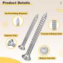 METALLIXITY Deck Screws (#7x1-5/8) 400Pcs, 410 Stainless Steel Wood Screw Decking Screws with T15 Torx Drive Head - for Wood Fence, Table, Chairs, Silver