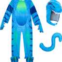 IKALI Dinosaur Costume Kids Triceratops Dino Outfit, Boys Girls Toddlers Baby Halloween Party Dress Up (4-6 Years, Blue)