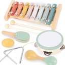 Fun Musical Instruments for Toddlers - The Perfect Wooden Instruments for Little Ones to Explore Sounds Through Play - Great Montessori Toy Gift for Babies, Toddlers 1-3, and Kids - Incl. Xylophone