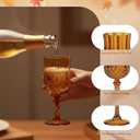 7OZ Plastic Wine Glasses, Reusable Vintage Goblets Unbreakable Drinking Glasses Crystal Water Cups Champagne for Wedding, Parties (24, Amber)