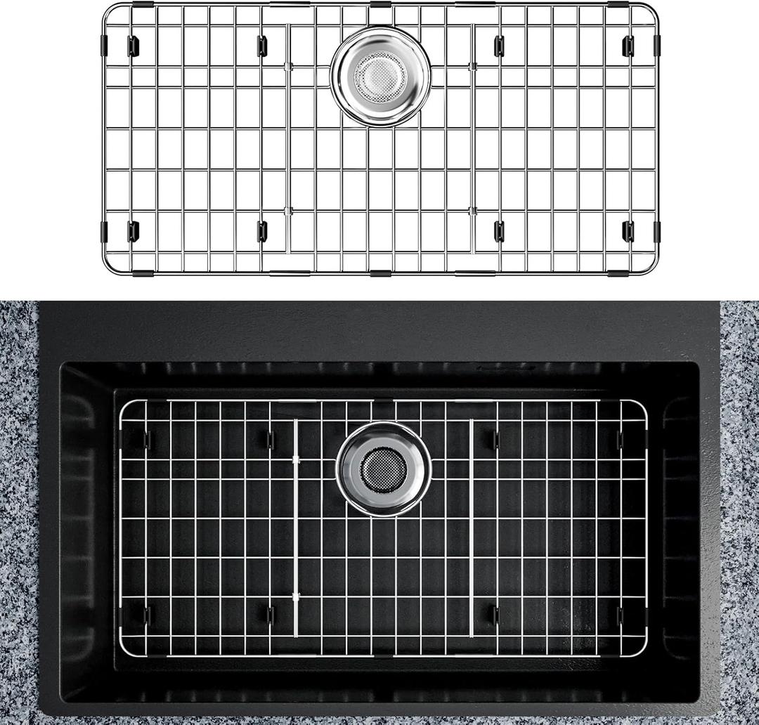 Sink Protectors for Kitchen Sink, Sink Grate Grid for Bottom of Sink, Metal Sink Rack, Bottom Basin Rack, Stainless Steel, 27.5" x 13.5"