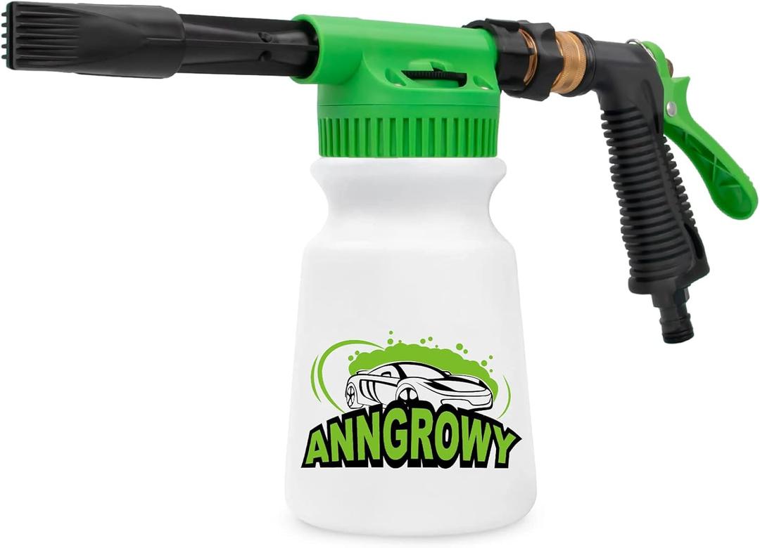 anngrowy Car Wash Foam Gun Soap Car Wash Foam Cannon for Garden Hose Foam Sprayer Car Wash Soap Foam Gun for Garden Hose Foam Cannon Blaster Hose Foam Cannon Gun Quick Connector to Any Garden Hose (green)