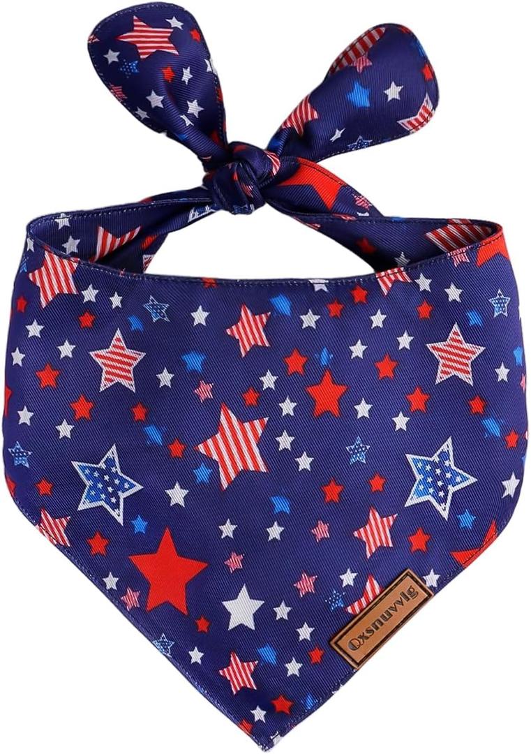 Dog Bandanas for Boys and Girls, Dog Birthday Bandana - Handmade Premium Quality Adjustable Neck Scarf for Medium & Large Breed Dogs(4th of July)
