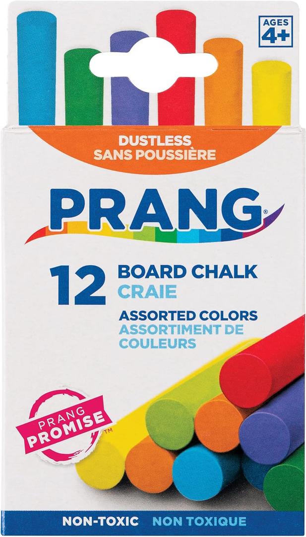 Prang Board Chalk, Assorted Colors, 12 Count