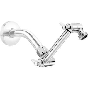 5 Inch Adjustable Shower Head Extension Arm, With Locking Set Screw, Singing Rain Brass Chrome Angle Height Adjustable, Easy To Install, G1/2 Universal Connector Compatible (Chrome Finish)