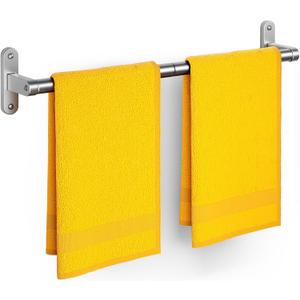Towel Rack for Bathroom - 24" Rustproof Towel Holder, Sturdy Towel Bar Wall Mounted, Space-Saving Towel Hanger, Bathroom Accessories, Home Decor, Apparment Essentials, Bright Silver (X-Large)