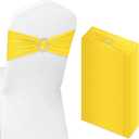 Tegeme 80 Pieces Chair Sashes & Bows - Stretch Spandex Chair Cover Band with Buckle for Wedding, Hotel Banquet, Birthday Party & Home Bulk Decorations(Lemon Yellow)