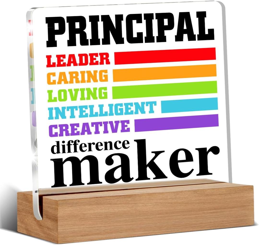 4 x Best Principal Gifts Thank You Appreciation Gifts for School Principal Difference Maker Clear Acrylic Decorative Sign Office Decor