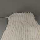 decorUhome Soft Fleece Cream White Throw Blanket for Couch, Cozy Fluffy Plush Flannel Striped Blanket for Sofa Bed, Lightweight Decorative Ribbed Fuzzy Blanket for Woman, 50x60 Inches