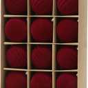 Senjie 3.15inch Burgundy Velvet Christmas Ornaments Balls Flocked Christmas Tree 12PCS Plastic Balls Xmas Hanging Ornaments Decoration Red