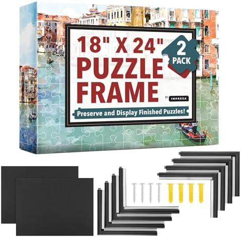 [2 Pack] Puzzle Frame Kit to Display Your Puzzles - Easy to Assemble Frames for Jigsaw Puzzles - Puzzle Mounting Kit with Screws - 18x24