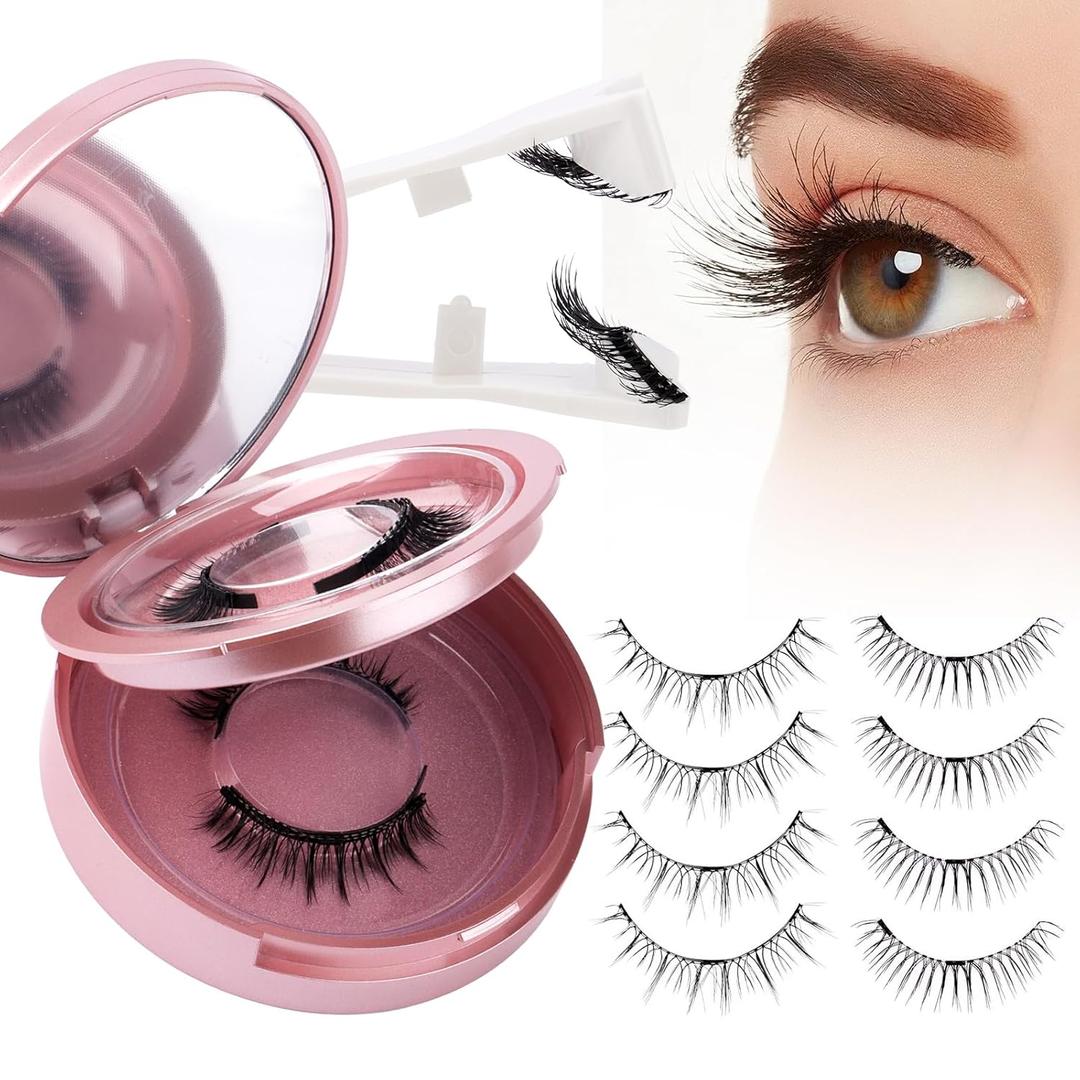 2-Pairs Reusable Magnetic Eyelashes with Applicator: Wendy Fake Magnetic Lashes Natural Look, 079+B01-A