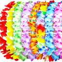 Giegxin 12 Pcs LED Hawaiian Lei Light up Flower Lei Tropical Glow Necklaces Lighted Lei Artificial Rainbow Lei for Kid Adult Hawaii Luau Themed Party Carnival Beach Wedding Masquerade (Multicolor)