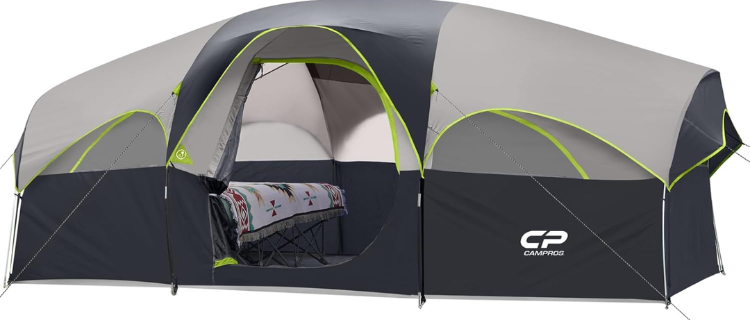 CAMPROS CP 8 Person Camping Tent, Room Divider, Rainfly, Weather Resistant