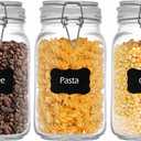 50oz Square Glass Food Storage Jars Storage Container with Clear Preserving Seal Wire Clip Fastening for Kitchen Canning Flour, Cereal, Pasta, Sugar, Beans