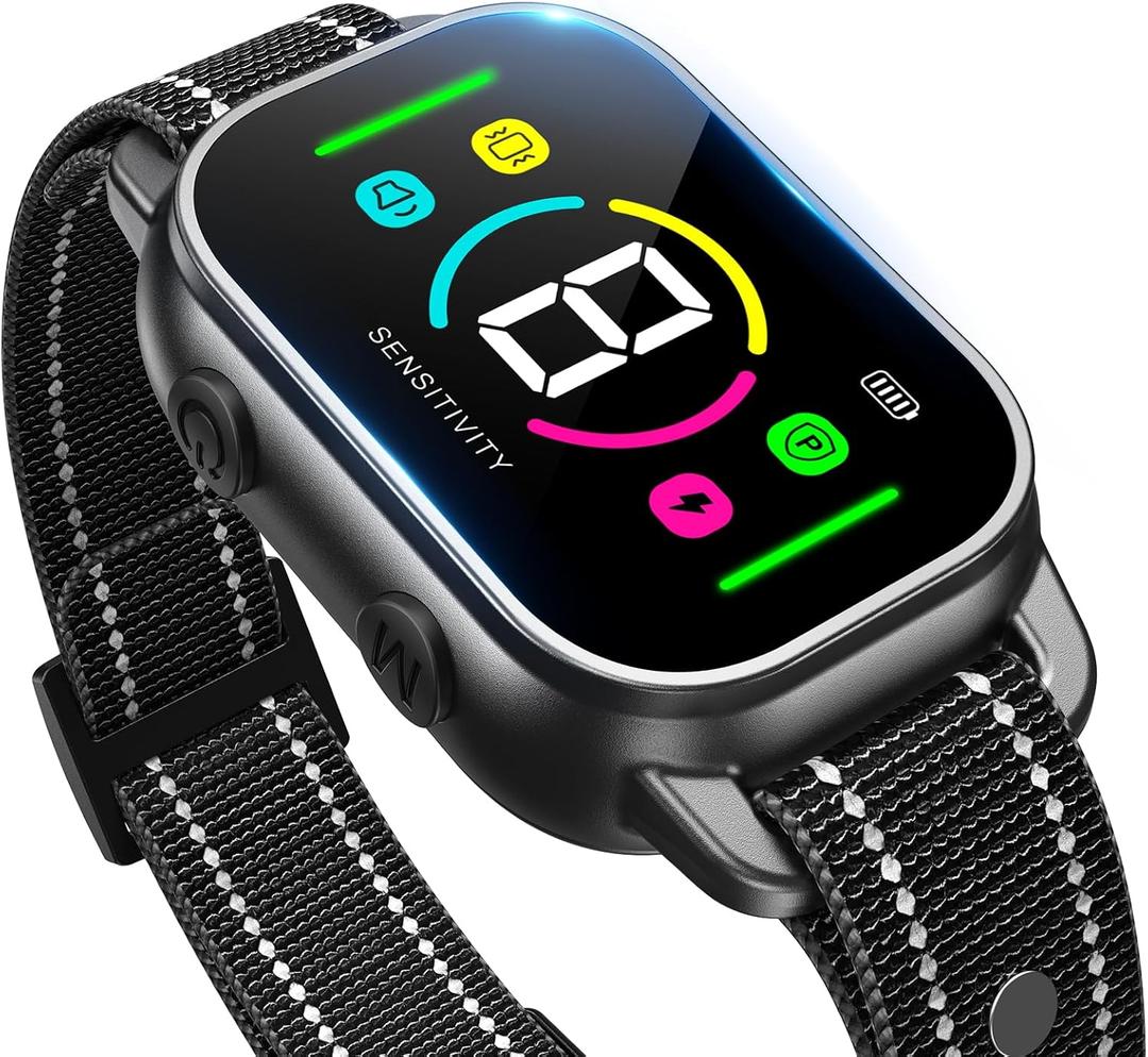 NHUJK Bark Collar- Smart Dog Bark Collar for Small Medium Large Dogs, Rechargeable Anti Bark Training Collar with 8 Adjustable Sensitivity, Barking Collar with Beep Vibration Harmless Shock (Black)