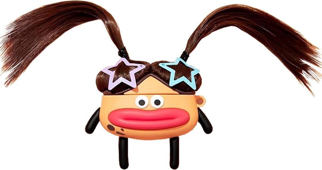 YAKVOOK for AirPods 4 Case,Cute 3D Cartoon Ugly Girl Sausage Mouth AirPods 4 4rd Generation Cover Kawaii Soft Silicone Protective Cover with Keychain Shockproof Charging Case Girls Women