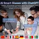 AI Smart Glasses with Camera,800W Camera Glasses for Men and Women,Recording Glasses with Cameras,Replaceable Lenses/Real-Time Translation/Voice Control,Music Playback for Travel/Outdoor/Business