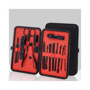 Professional Stainless Steel Nail Clipper Travel & Grooming Kit Nail Tools Manicure & Pedicure Set of 18pcs with Luxurious Case (Black/White)