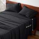 Bedsure Deep Pocket Queen Sheets Set - Fits Mattresses Up to 21 Inches Thick - 4 Piece GentleSoft Bed Sheets, Moisture Wicking, Soft & Cooling Bedsheet & Pillowcases, Easy & Secure Fit, Black
