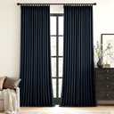 MIULEE Navy Blue Pinch Pleated 100% Blackout Linen Curtains for Bedroom, Room Darkening Memory Trained Light Blocking Window Curtains 84 inches Long for Living Room, Black Out Pleat Drapes, 2 Panels