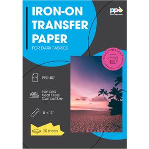 PPD Inkjet PREMIUM Iron-On Dark T Shirt Transfers Paper 11x17" Pack of 20 Sheets (PPD107-20) (20 Sheets (11 x 17))