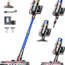 RENDOW Cordless Vacuum Cleaner, 550W 45Kpa 65Mins Vacuum Cleaners for Home, Self-Standing Cordless Stick Vacuum with LED Display,Anti-Tangle Rechargeable Wireless Vacuum for Pet Hair/Carpet/Hard Floor (Gold)