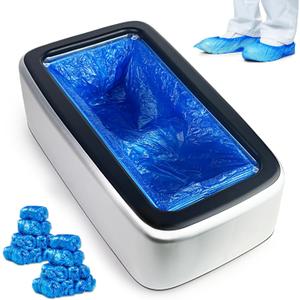 Shoe Cover Dispenser Automatic Shoe Cover Machine with 200pcs Shoe Covers Disposable Shoe Cover Machine Booties for Portable Machine for Home Office Factory and Supermarket (Silver-black cover)