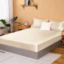 NSGZ Satin Fitted Sheet Full, Single Silky Fitted Sheet Only Soft Deep Pocket Bottom Bed Sheets, Wrinkle Free & Fade Resistant & Breathable Bottom Sheets- Light Khaki