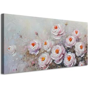 Acocifi Large Botanical Wall Art Canvas 40"x20" Floral Painting Wall Decor, Vintage Bloosom Flower Landscape Picture Impression, Textured Artwork Framed for Living Room Bedroom Dining Room Home Office