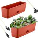2-Pack Window Boxes Planters 16 Inch Rectangle Plant Box Rectangular Plant Pots for Outdoor and Indoor Plants Plastic Windowsill Planters for Herbs Vegetable Flowers Long Window Sill Plant Box